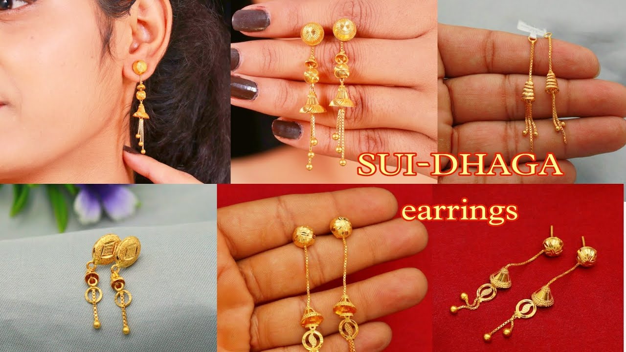 Devotional Yellow Gold Deity Sui Dhaga Earrings